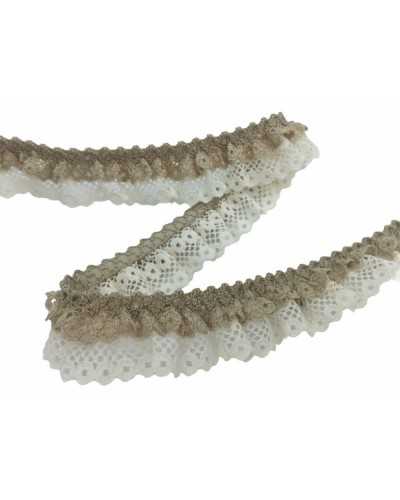 Spitze, Spitze, doppelte Rüsche, gekräuselt, zweifarbig, Höhe 25 mm