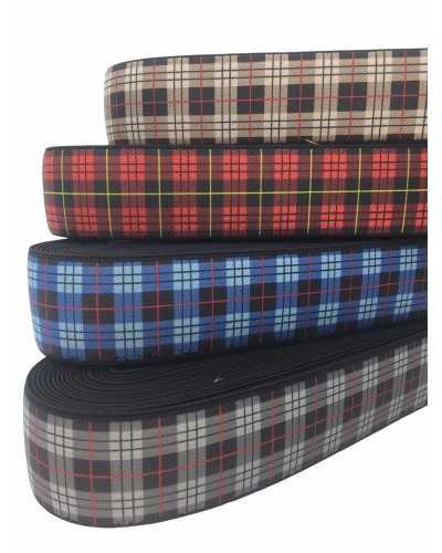 Elastische Besätze Schottenband Red Line 4 cm hoch