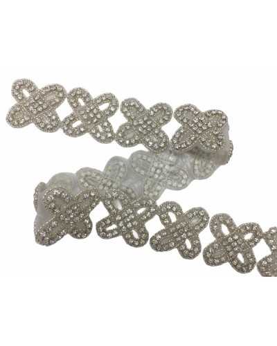 Silver Iron-on Patch Application of Embedded Rhinestones 4x4 cm
