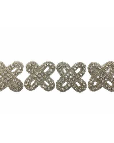 Silver Iron-on Patch Application of Embedded Rhinestones 4x4 cm