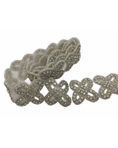 Silver Iron-on Patch Application of Embedded Rhinestones 4x4 cm