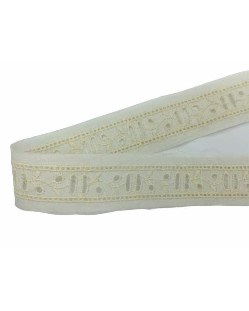 Broderie Anglaise Stickerei Passanastro 100 % Baumwolle 3 cm hoch