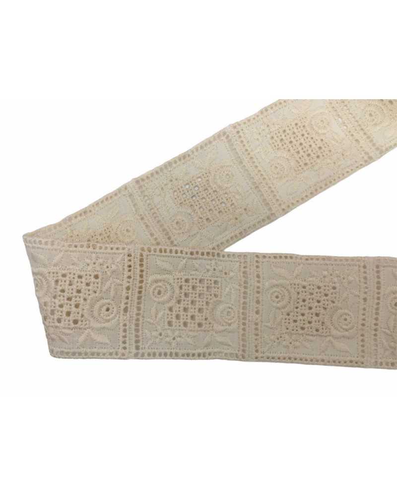 50 Cm Pizzo Sangallo Piastrella Quadrati Disegno Fiore Alto 5 Cm 9 Pezzi