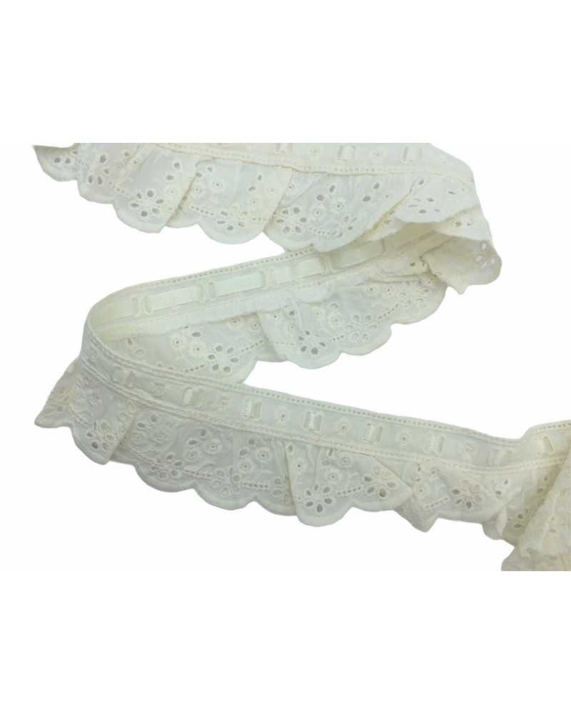 Puntilla Rizada Sangallo Crema Passanastro Satén Alto 45 Mm