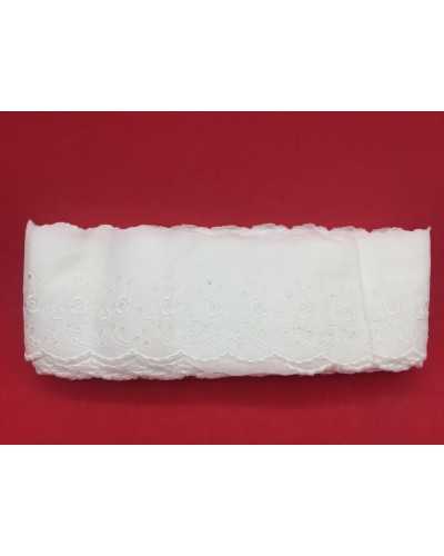 Puntilla bordada inglesa Puntilla festoneada blanca Flor rosa 8 cm de altura