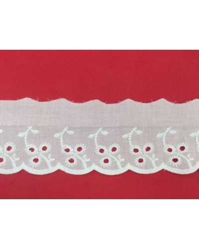 Passementerie Dentelle Sangallo Blanche Broderie Festonnée 6 cm de haut