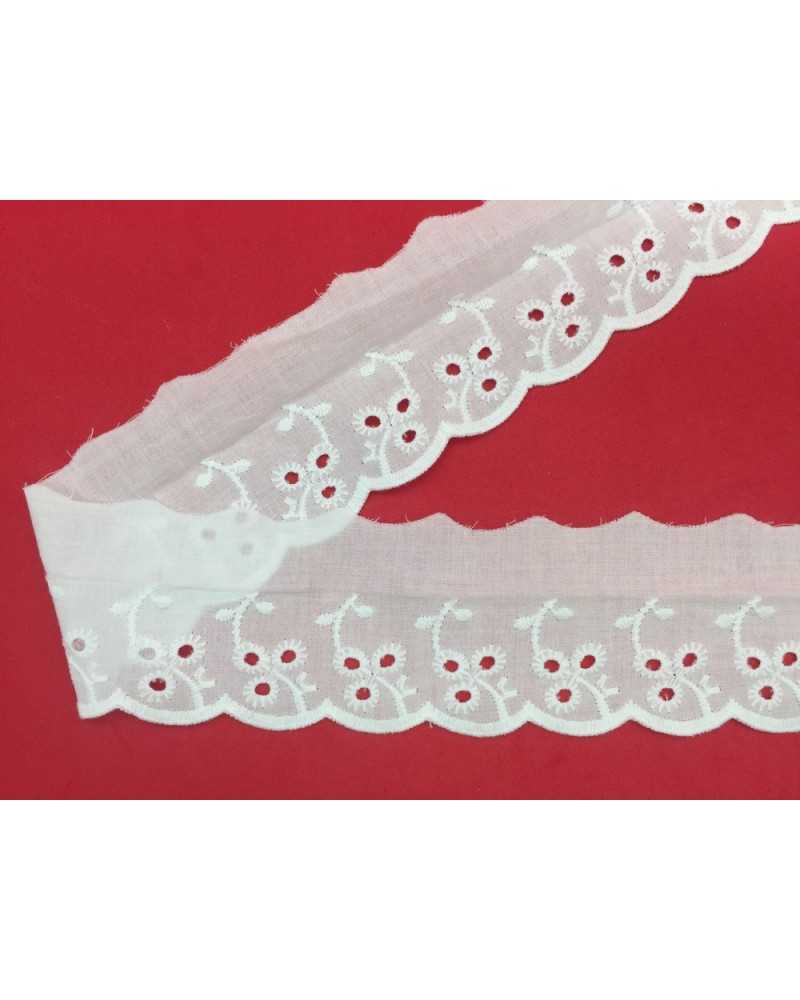 Passementerie Dentelle Sangallo Blanche Broderie Festonnée 6 cm de haut