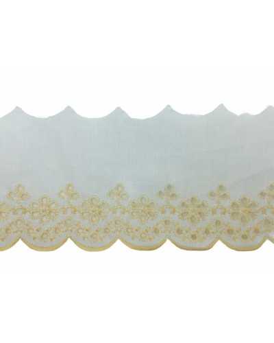 Yellow sangallo lace embroidered scalloped tip 100% cotton 8 cm