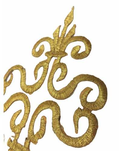 Thermoadhäsive Applikation, gesticktes goldenes Lurex-Wappen, 16 x 8 cm
