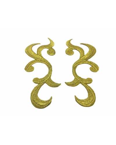 Lurex-Paar-Applikation zum Aufbügeln, bestickter Halsausschnitt, 11,5 x 4,5 cm
