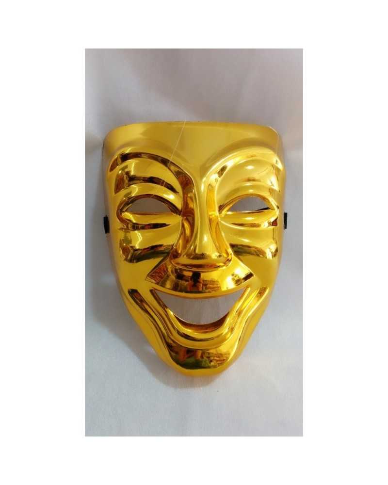 Mascarilla facial dorada en plástico brillante