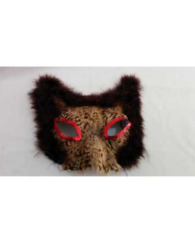 Katzenmaske mit Federn und paillettenbesetztem Marabout 