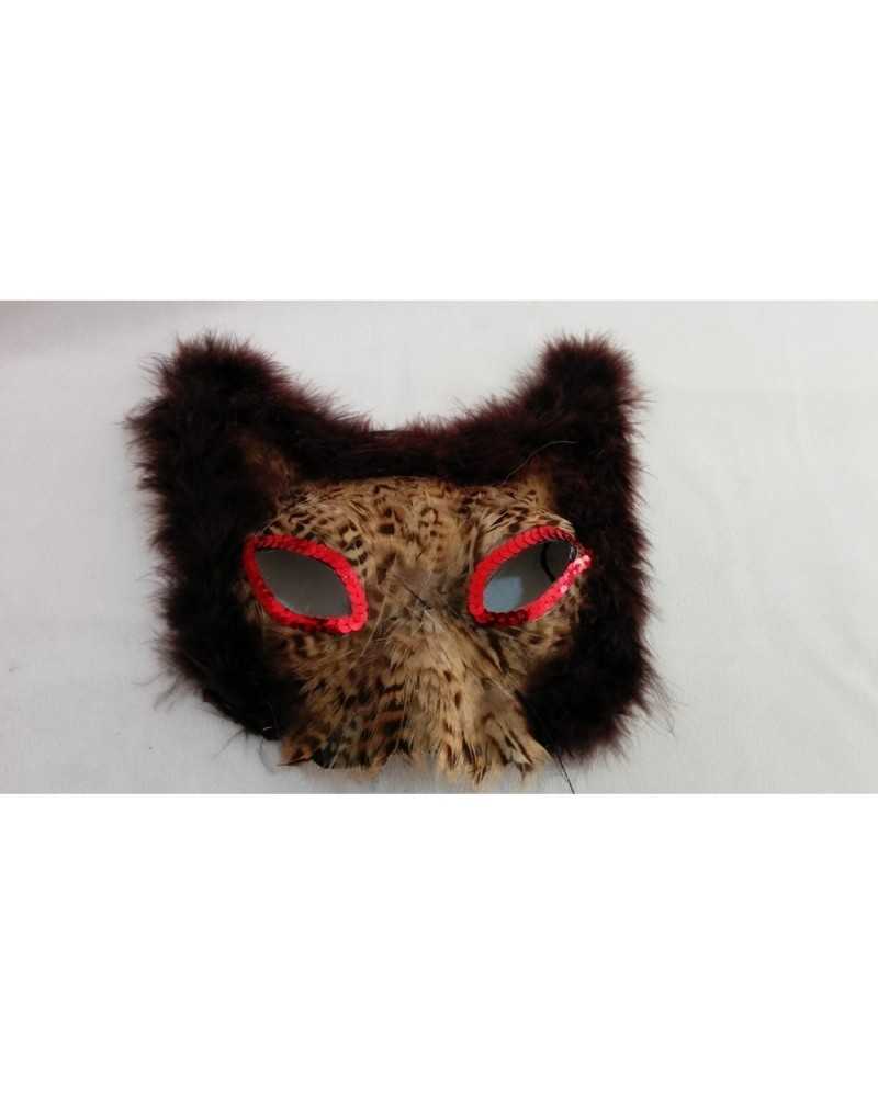 Masque félin à plumes et marabout pailleté 