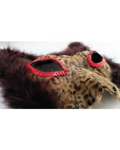Katzenmaske mit Federn und paillettenbesetztem Marabout 
