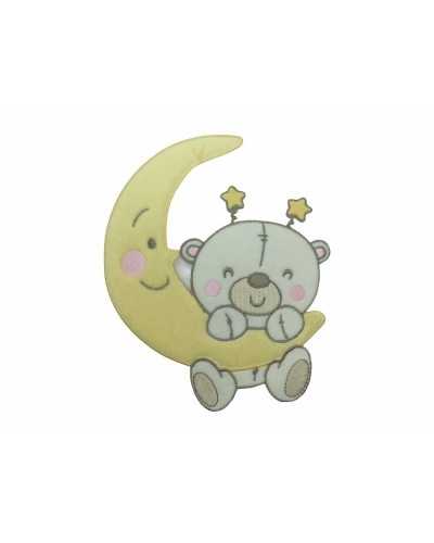 Ecusson Application Thermocollant Marbet Brodé Baby Velvet Moon Bear 160x135 Mm