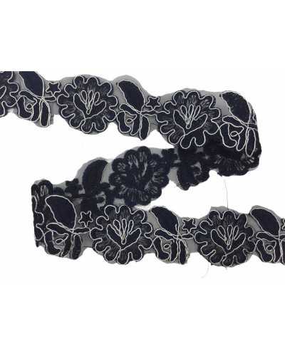 50 Cm Pasamanería Borde Organza Flor Bordada Hilo Plata 45 Mm Alto