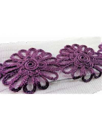 Trimmings Border Flowers Cuttable Wool base tulle 6 cm high