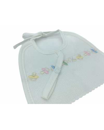 Bib Gimlet Organic Cotton Sponge Bib Aida Edge Embroider Marbet