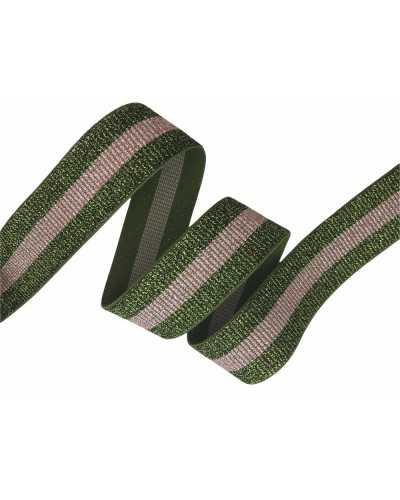 50 Cm Pasamanería Elástica Lurex A Rayas Gros Grain Alto 4 Cm