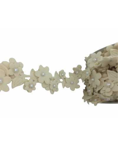 50 Cm Passamaneria Fiori Velluto Ritagliabili Perlina Borchia Alto 4 Cm