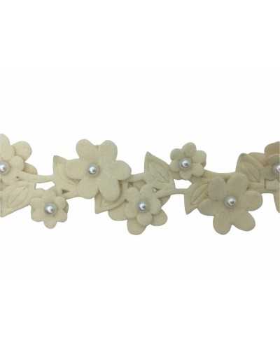 50 Cm Passamaneria Fiori Velluto Ritagliabili Perlina Borchia Alto 4 Cm