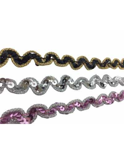 Lurex-Besatz, Serpentinen-Paillettenbezug, 1 cm hoch