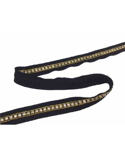 50 cm Verzierungen, Trennwand, Abdeckpunkt, schwarze Basis, Gros-Grain-Strasskette, Höhe 20 mm