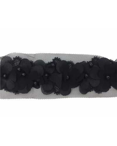 50 Cm Fiori Raso Georgette Tagliati Laser Perline Cuciti Base Macramè Nastro Tulle Alta 5 Cm