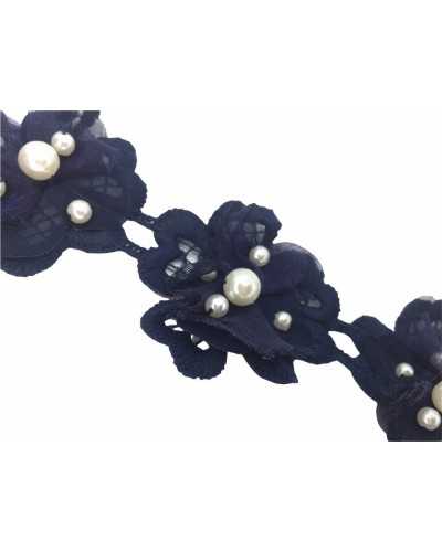 50 Cm Trimmings Flowers Pearls Macrame High 55 Mm piece of 50 cm 10 flowers