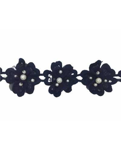 50 Cm Trimmings Flowers Pearls Macrame High 55 Mm piece of 50 cm 10 flowers
