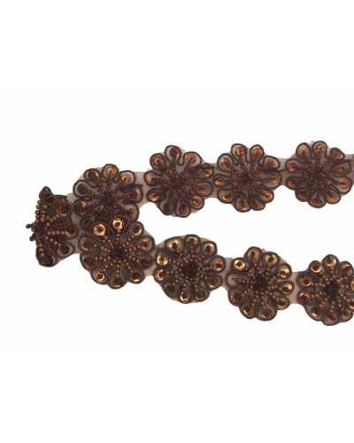 50 Cm Trimmings Flowers Beads Sewed Sequins Bronze High 35 Mm