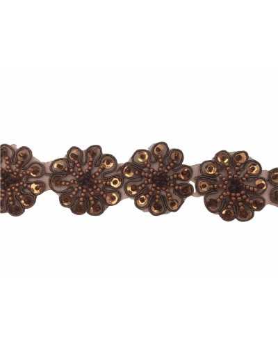 50 cm Verzierungen Blumen Perlen genähte Pailletten Bronze hoch 35 mm