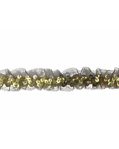 Garnitur, Spitze, elastischer Tüll, Rüschen, Pailletten, gewellt, hoch, 25 mm