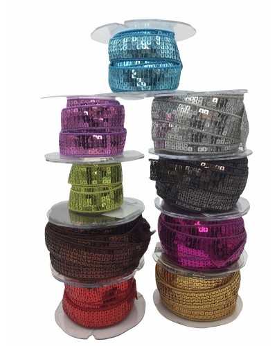 Passementerie Bordure Cousue Carrée Paillettes 2 Cm De Haut