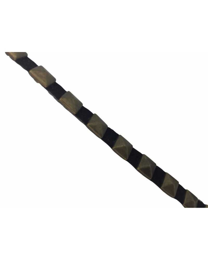 50 Cm Iron-On Trimmings Black Base Dark Gold Studs 7 Mm High
