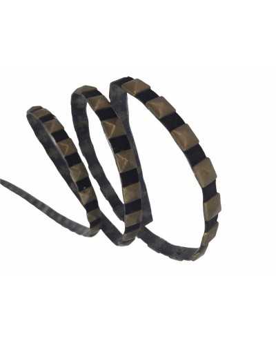 50 Cm Iron-On Trimmings Black Base Dark Gold Studs 7 Mm High