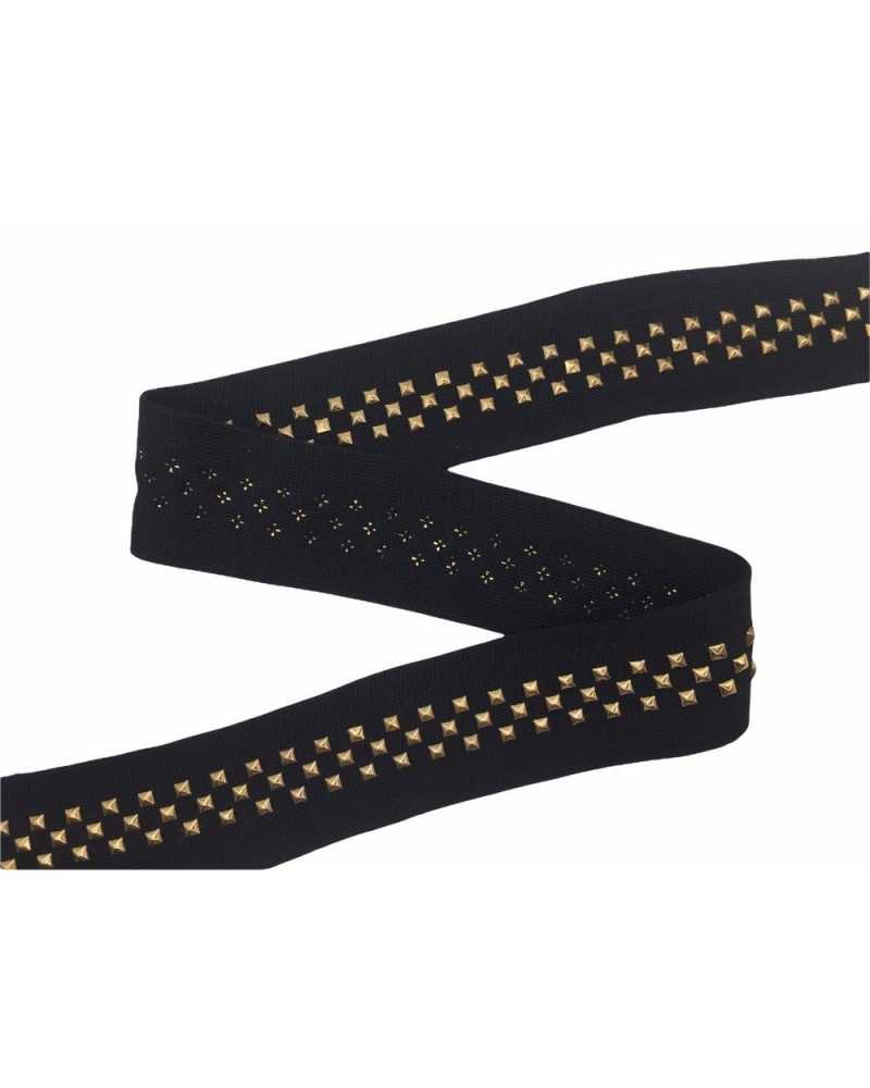 50 cm halbelastische Besätze aus schwarzem Jersey-Netz, Metallnieten, 4 cm hoch