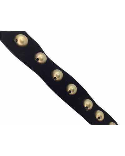 Pasamanería 50 Cm Cinta De Terciopelo Negro Tachuelas De Plastico Doradas 2 Cm De Alto