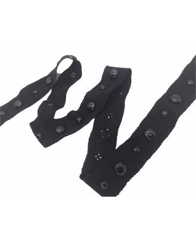 50 Cm Black Gros Grain Trimmings Shiny Studs 2 Cm High