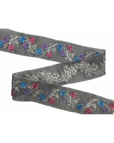 50 cm Trennwandbesatz, Organza, facettierte Pailletten, bestickt, 4 cm hoch