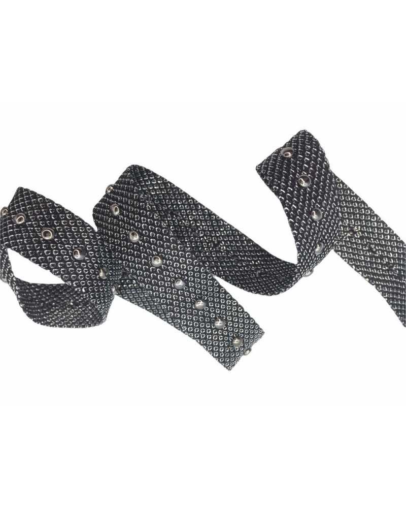 Passementerie Copripunto Black Silver Stud Acier Gunmetal Haut 18 Mm