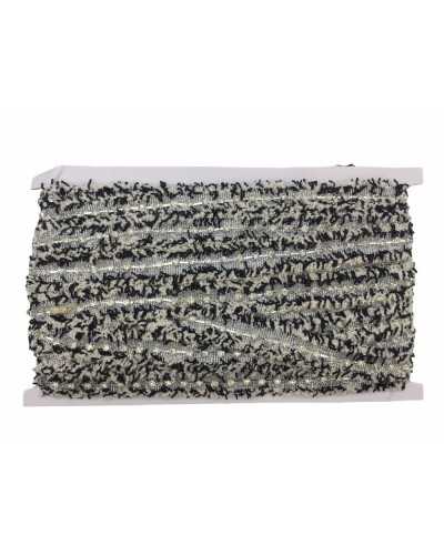 50 cm Verzierungen Trennwand Abdeckung Punktbasis Schwarz Weiß Gros Grain Silber Lurex Strass Höhe 2 cm