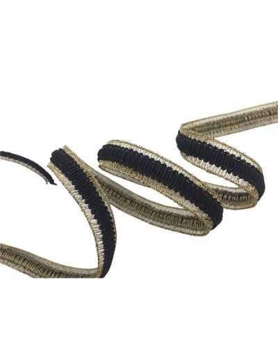 Garnituren, Zierkante, metallischer Goldfaden, schwarze Basis, 15 mm hoch