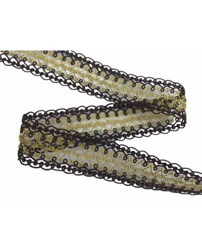 Passamaneria Agramano Marrone Filo Metallico Oro Alto 4 Cm
