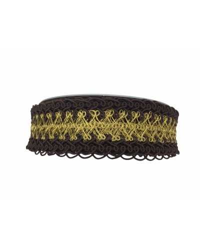 Passementerie Fil Agramano Marron Métallisé Doré 4 Cm De Haut
