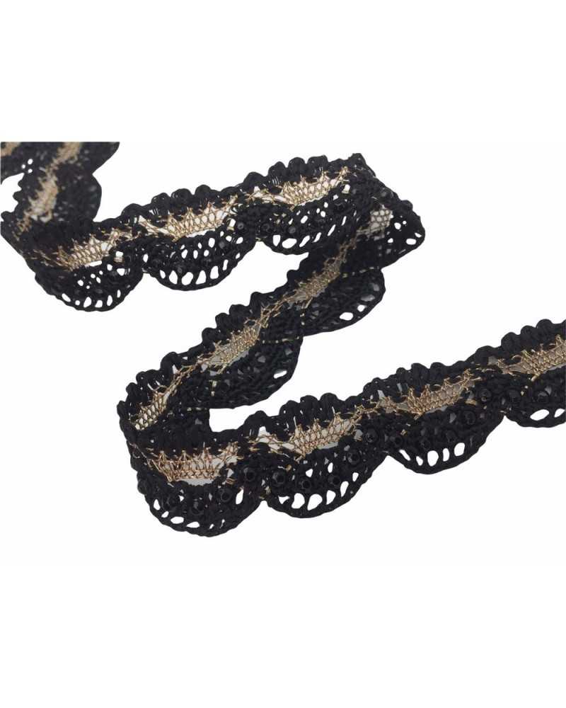 50 Cm Passementerie Pointu Dentelle Strass Fil Doré Lurex Haut 2 Cm