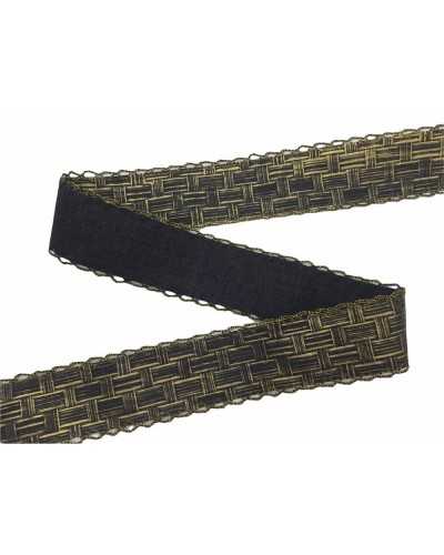 Trimmings Eco Leather Black Gold Crochet High 45 Mm