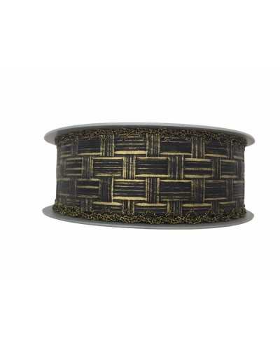 Passamaneria Eco Pelle Nero Oro Crochet Alta 45 Mm