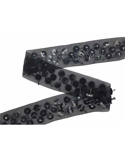 50 Cm Trimmings Fringe Black Organza Fashion Partition Sequins Beads Canottiglie high 6 Cm