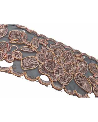 50 Cm Passamaneria Pizzo Organza Ricamo Tramezzo Smerlato Rosa Antico Alto Mm 75